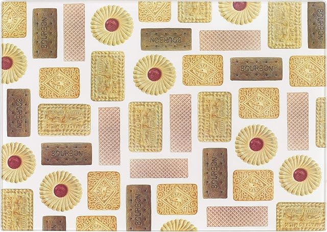 Tala Teatime Biscuits Design Toughened Glass Work Top Saver, Non-Slip, Multi-Functional, Measuring 30 x 40 x 0.4mm