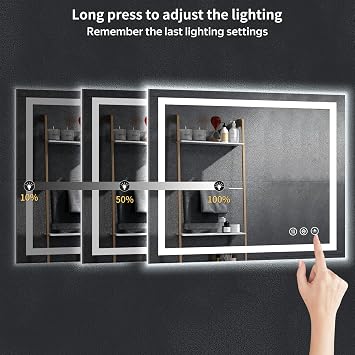 32x40 LED Bathroom Mirror with Lights, Backlit+Frontlit, Anti-Fog | CRI 95, Stepless Dimmable, 3 Colors Lighting, Shatterproof Tempered Glass, HD Reflection, Memory, (Horizontal/Vertical)