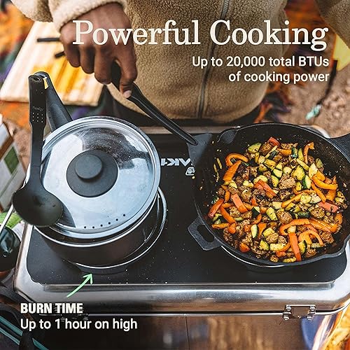 Miniatura 5 de Coleman PEAK1 - Estufa de camping portátil de 2 quemadores, estufa de gas premium de 20,000 BTU con quemadores ajustables y funda de transporte,