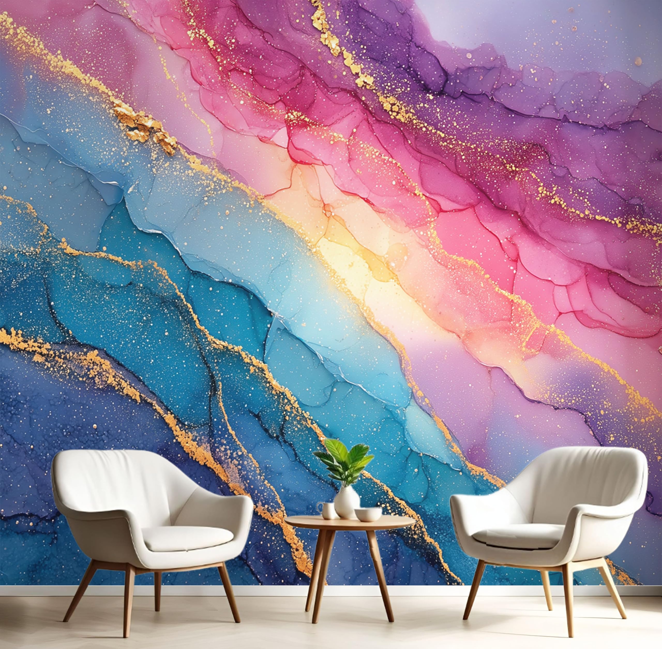 Fresque murale marbre dégradé aquarelle pour chambre et bureau
