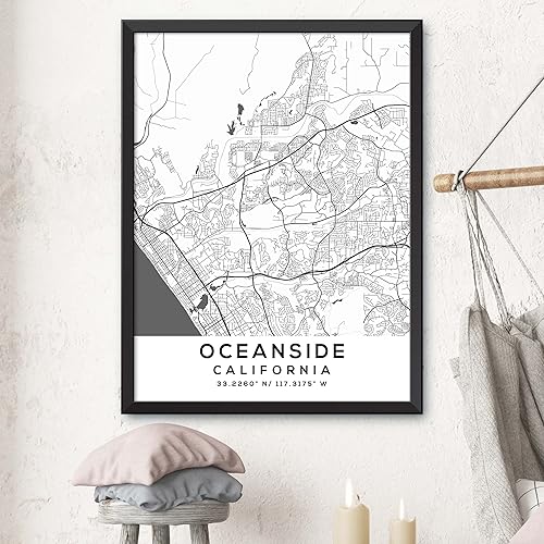 Vista 3 de Mapa de Oceanside, California, Light 2 (12x16)