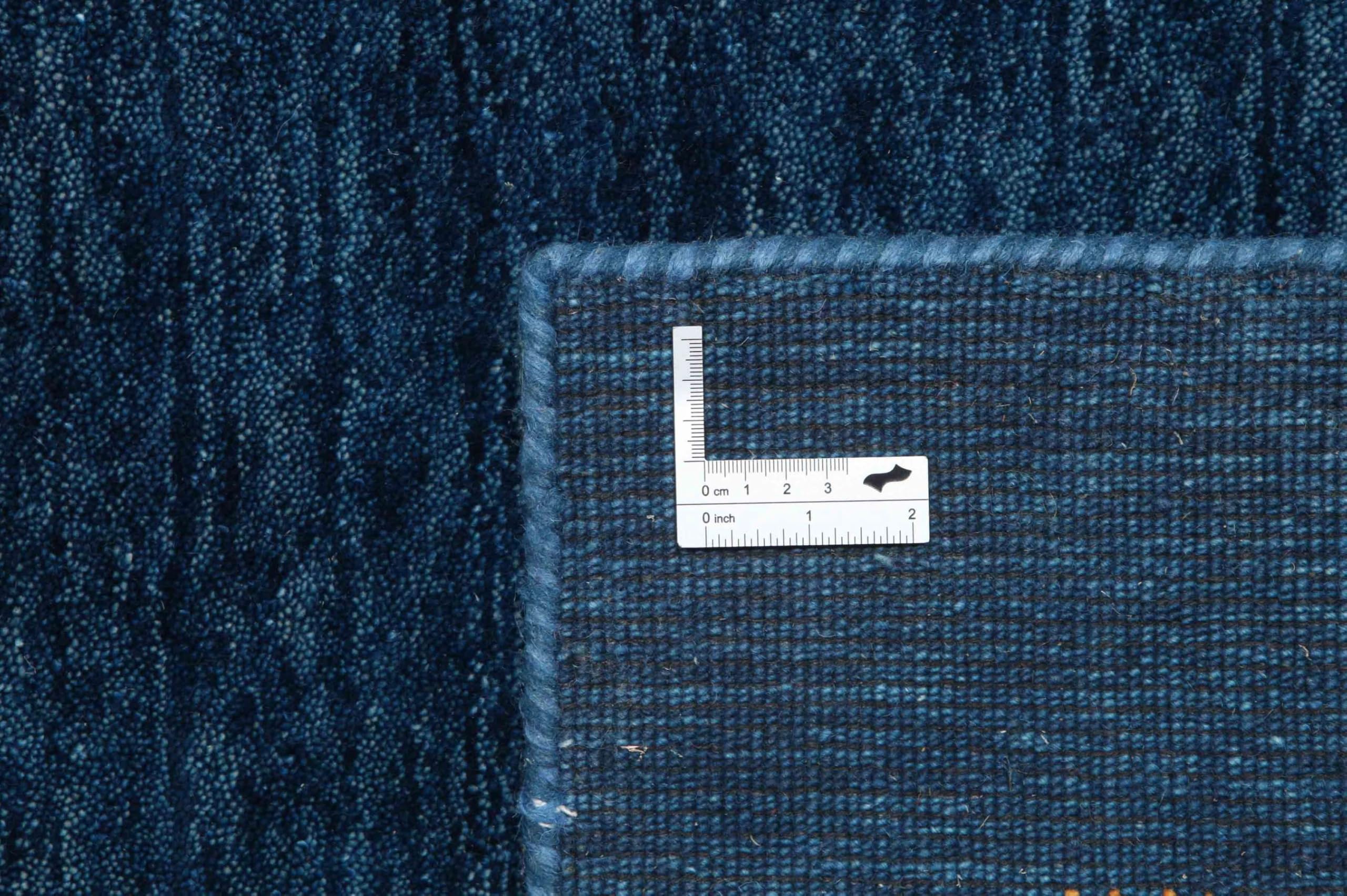 RugVista Gabbeh Loom Two Lines Teppich, 80 x 250 cm, Dunkel Blau | Gabbeh, Rechteckig, Niedriger Stapel, Nur chemische Reinigung, Oeko-Tex 100, Wohnzimmer, Esszimmer, Schlafzimmer, Diele