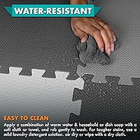 Vista 24 de ProSource Alfombra de espuma para rompecabezas para niños y bebés con colores sólidos, 36 o 16 azulejos encajables con bordes, Negro/Gris/Blanco