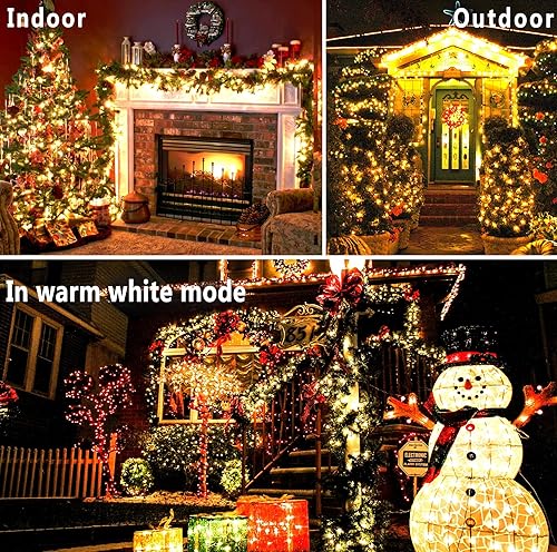 Miniatura 9 de KNONEW Luces de Navidad para exteriores, 300 luces LED de 99 pies, cable verde, luces que cambian de color con 11 modos y temporizador, luz de hadas