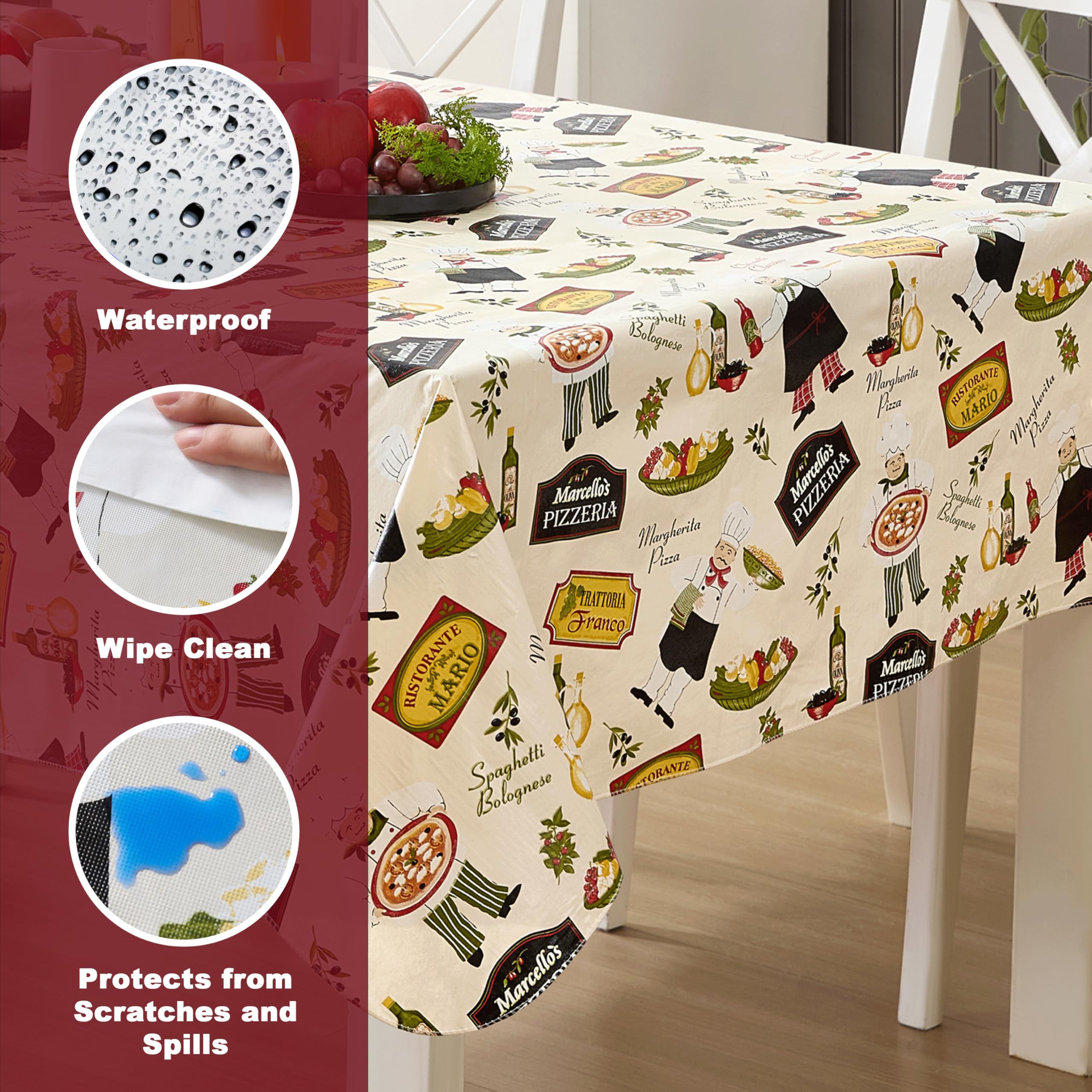 Newbridge Tovaglia In Vinile Con Stampa Gallo Francese, Retro In Flanella, Impermeabile 60x120 Cm, Per Esterno E Interno