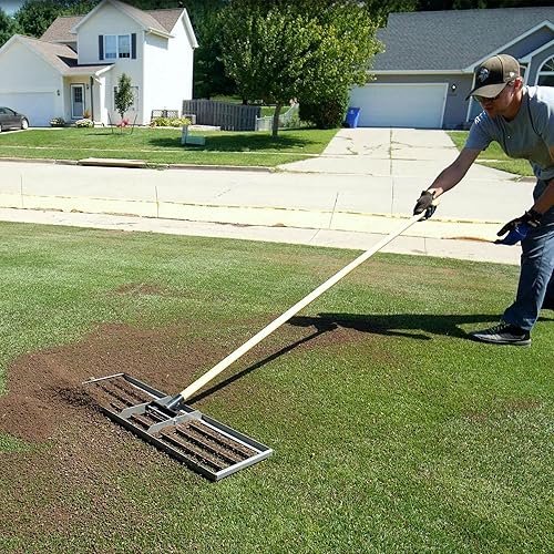 Miniatura 5 de Levelawn Pro - Rastrillo de nivelación de césped de 30 pulgadas con mango de 72 pulgadas  Campos de golf, césped y jardines de nivelación sin