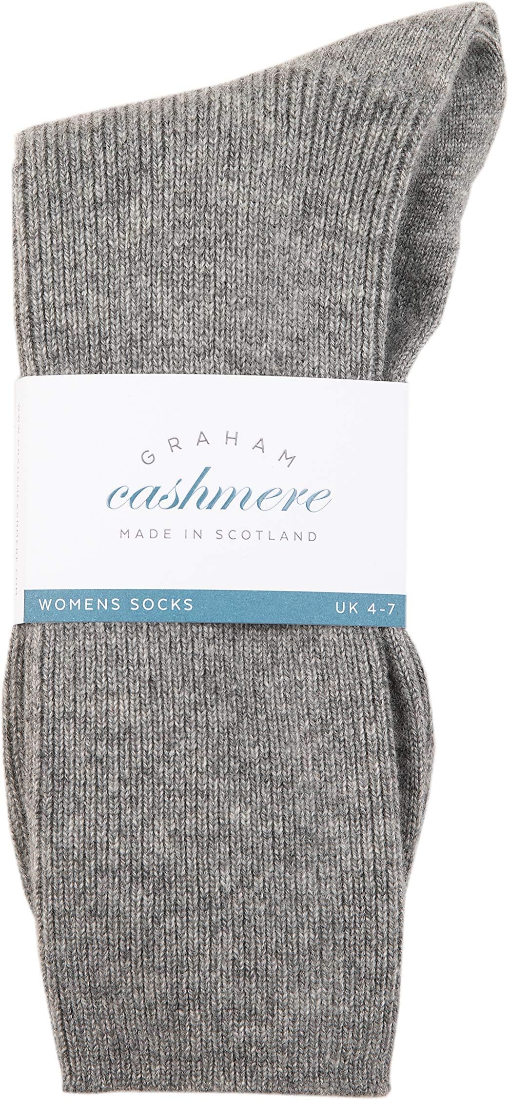 Graham CashmereWomens Cashmere Rib Socks - Made in Scotland - Gift Boxed