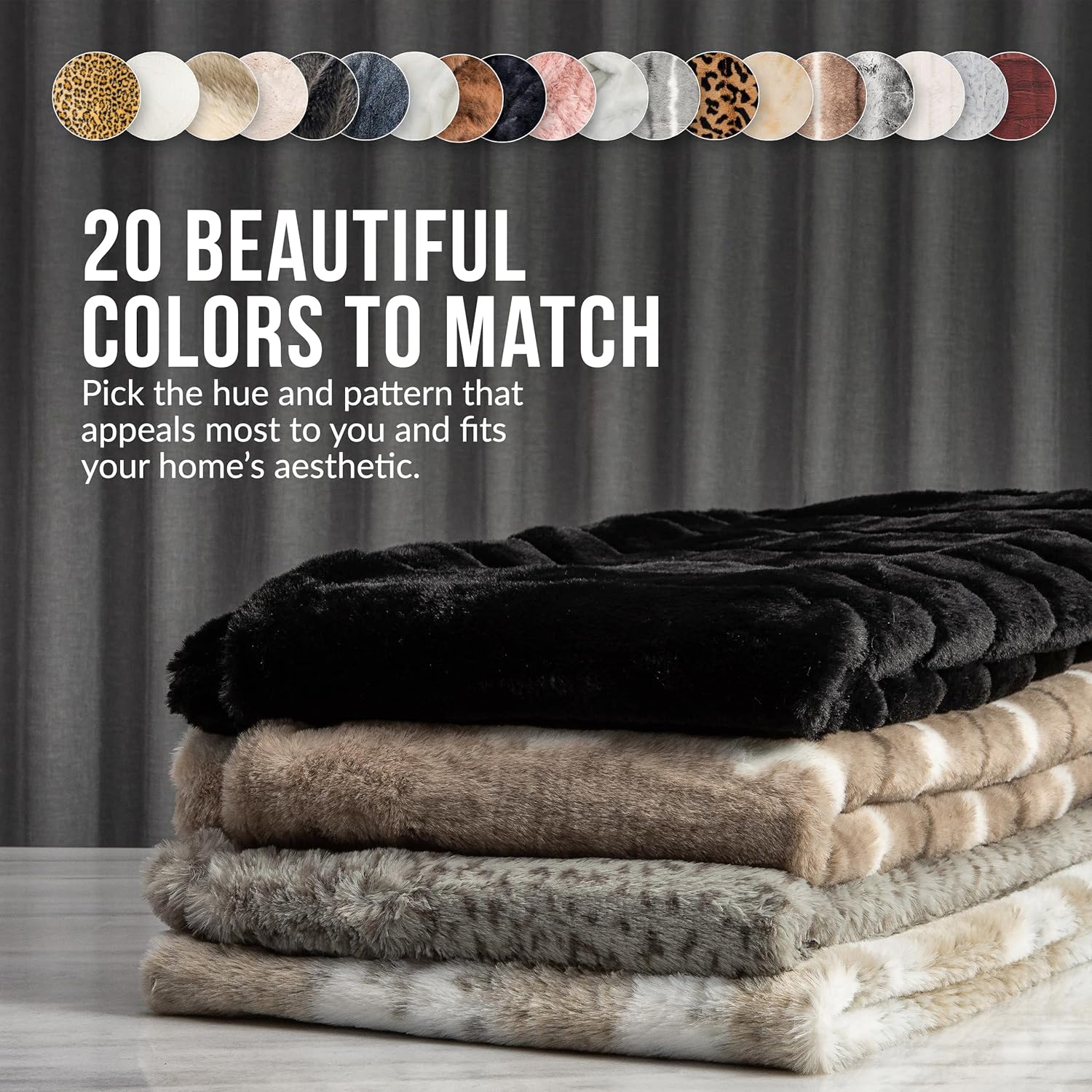 Luxe Faux Fur Throw Blanket 50 x 60 Inch | Fuzzy Blanket with Plush Faux Fur Pile and Soft Fleece Back | Machine Washable Warm Fluffy Blanket for Bed or Couch, Burke Leopard
