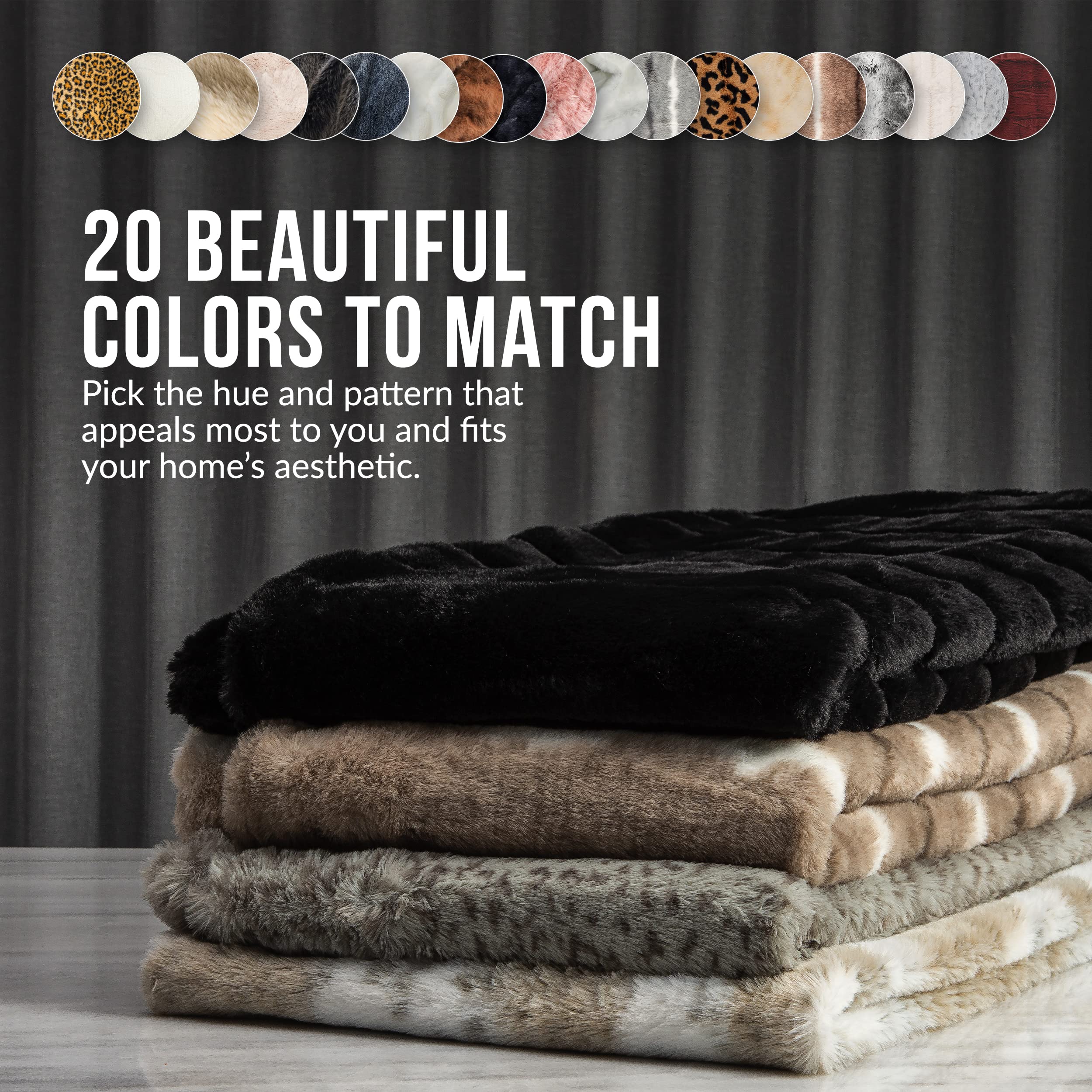 Amazon.com: Luxe Faux Fur Throw Blanket 50 x 60 Inch | Fuzzy