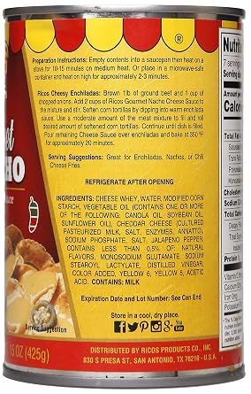 Ricos World Famous Gourmet Nacho Cheese Sauce (Case - 12 pack, 15oz cans)