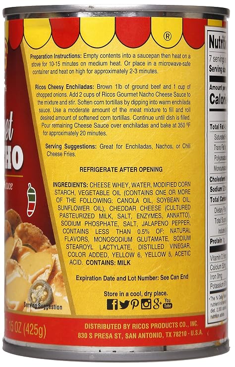Ricos World Famous Gourmet Nacho Cheese Sauce (Case - 12 pack, 15oz cans)
