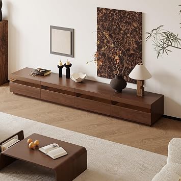94.5" Wood TV Stand for Living Room, Mid-Century Modern Entertainment Center with Storage Drawers, Modular Television Stands Floor TV Consoles for 75+ inch TV