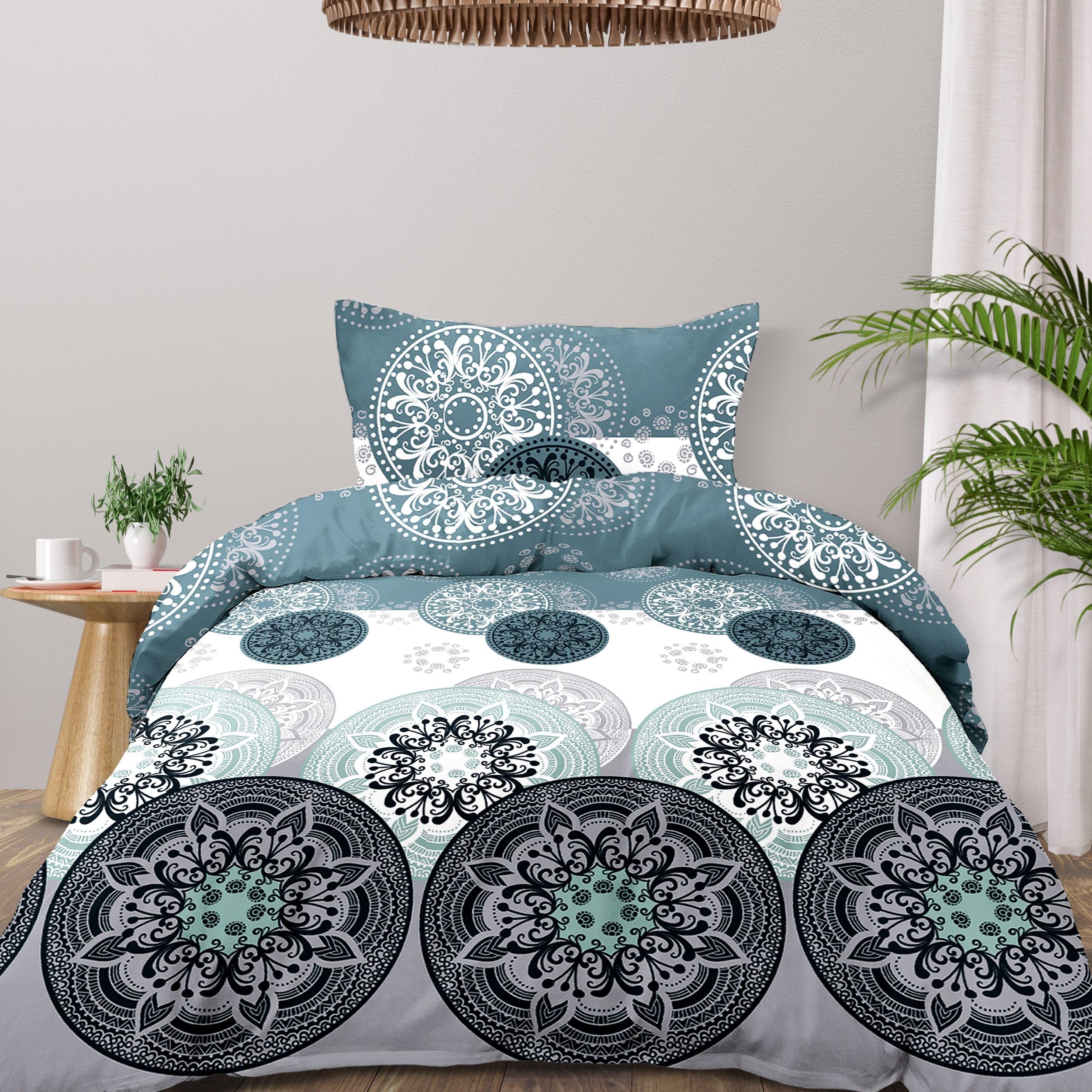 DALINA Textil - Fundas Nórdicas Cama 90 de 3 Piezas - Fundas Poliéster Nórdico 150x220 con 1 Funda de Almohada 45x70 y Bajera Ajustable 90x190x20, Patrón Moderna de Poliéster Estampado
