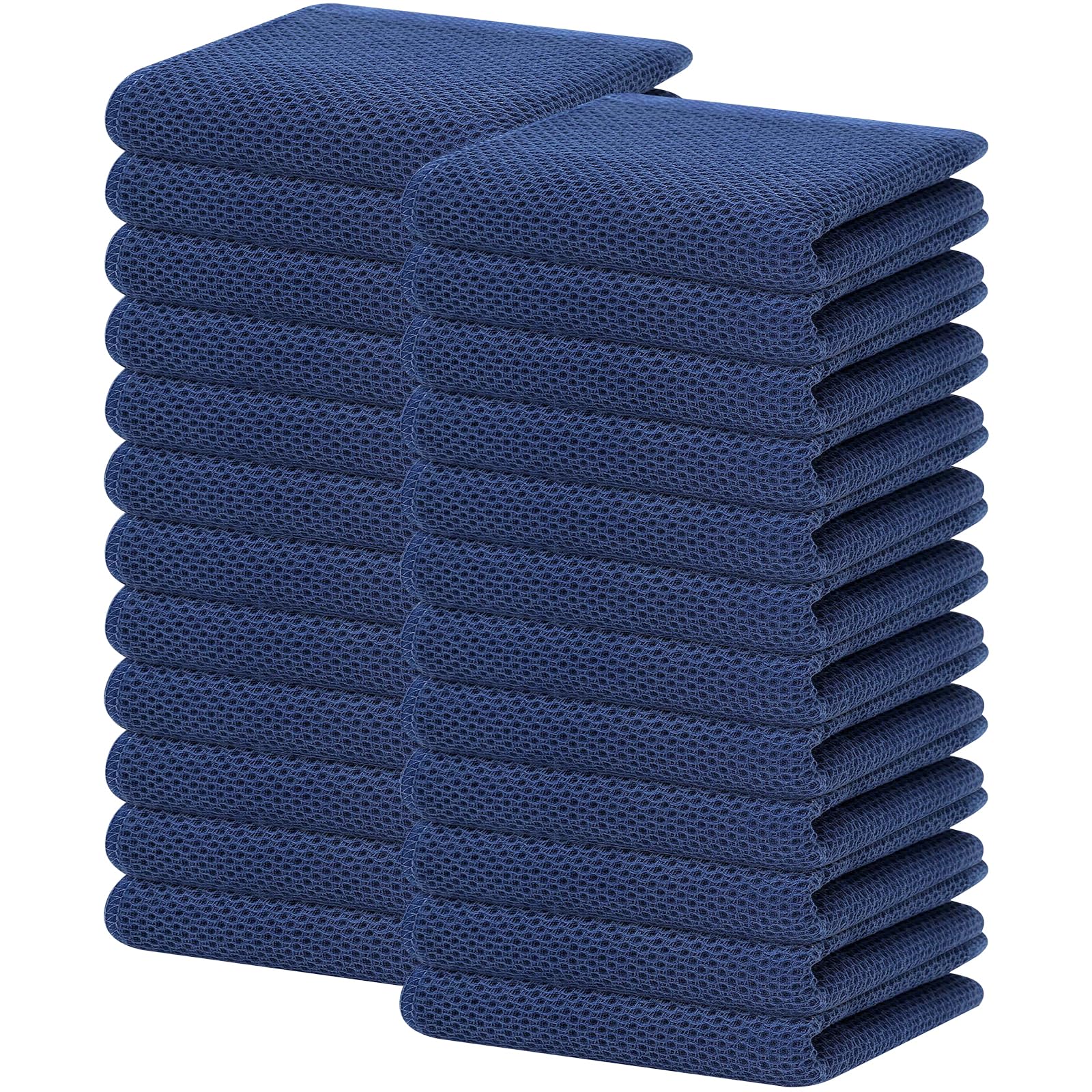 Homaxy 100% Cotton Waffle Weave Kitchen Dish Towels 24-Pack, Navy Blue