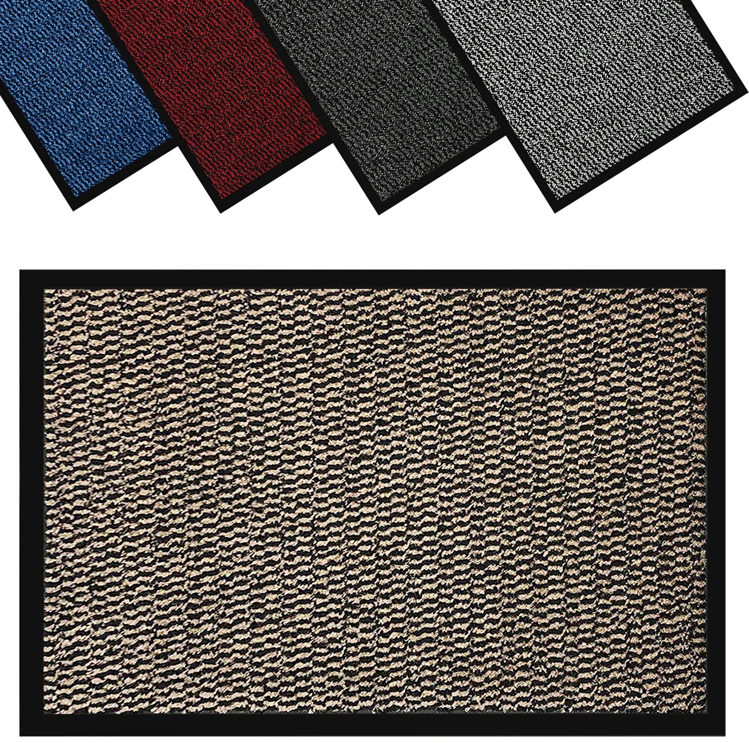 GULLAMBO Non Slip Door Mat – Indoor And Outdoor Door Mat –Kitchen And Office Use Mat, Super Soft Absorbent Multicolor Barrier Mat, Machine Washable Entrance Rug (Beige, 50 x 80 cm) — image 1