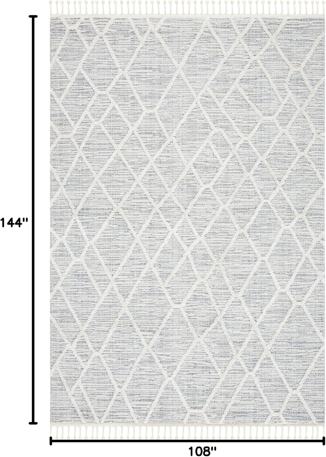 SAFAVIEH Marrakech Collection Area Rug - 9' x 12', Ivory & Grey, Moroccan Boho Tribal Tassel Design, Non-Shedding & Easy Care, Ideal for High Traffic Areas in Living Room, Bedroom (MRK514A)