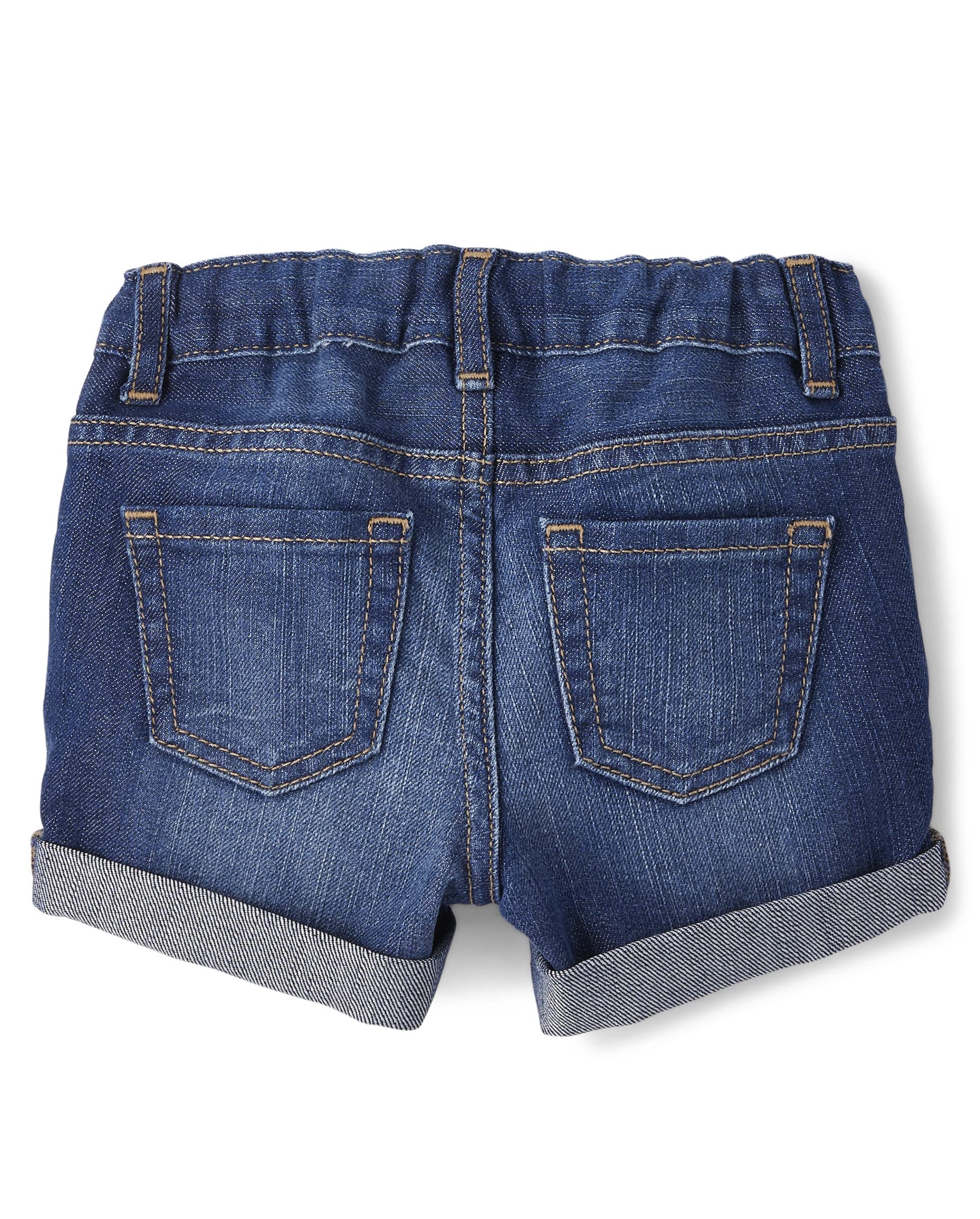 The Children's Place Baby Girls and Toddler Denim Shortie, Sage Wash, 3T US