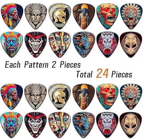 Miniatura 3 de Púas de guitarra, paquete de 24 púas de guitarra de grosor medio, paquete variado de púas para guitarra acústica eléctrica, bajo, ukelele (mixto-11)
