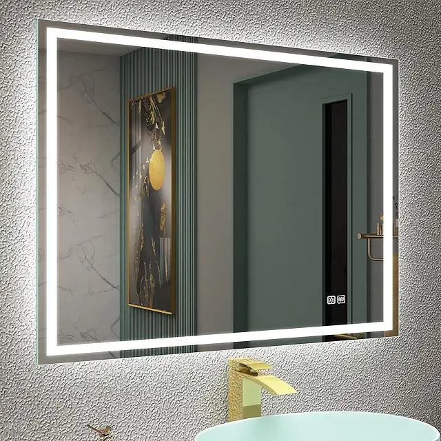 Imagen relacionada con STARLEAD Espejo-Baño-con-Luz 60x80cm, Espejos-de-Baño-con-LED, Antivaho, Regulable, 3 Colores Luz, Luz Protección Ocular, Función Memoria, IP44 Espejo-LED, Vidrio Templado, Horizontal/Vertical