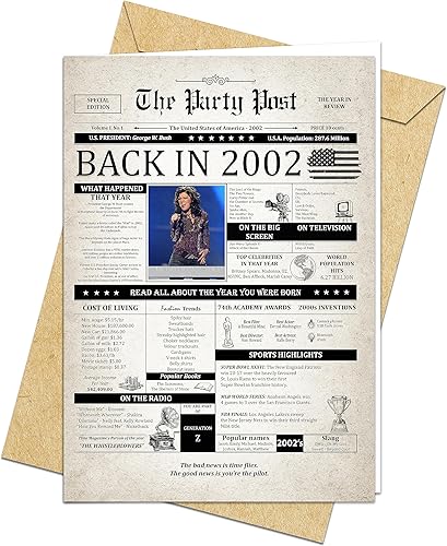 Tarjeta de cumpleaños número 22 para hombres o mujeres nacidos en 2002, regalos grandes y divertidos para papás o madres de 22 años de edad. Ideas