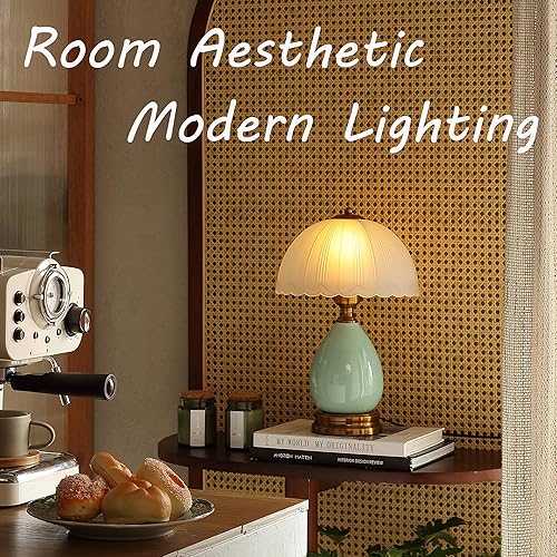 Miniatura 3 de Lámpara vintage para sala de estar, lámparas de mesa de cerámica modernas de 16 pulgadas para dormitorio, mesita de noche retro lámparas