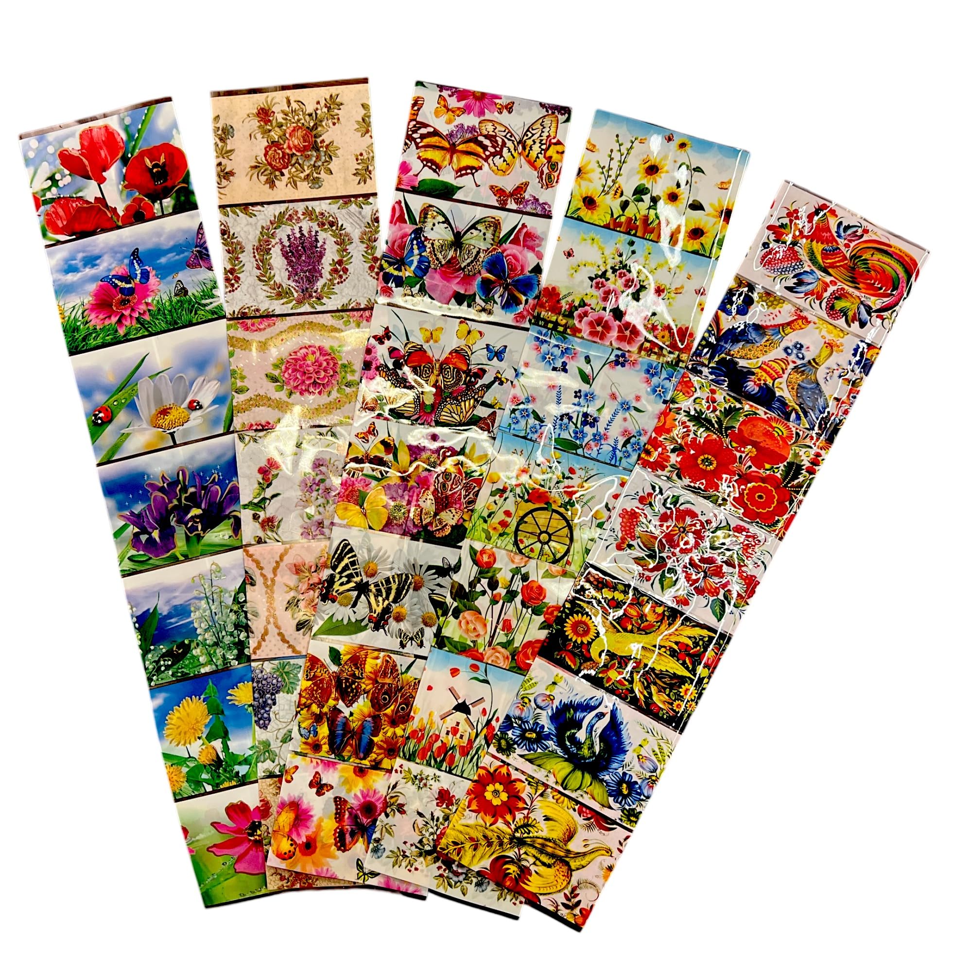 Ukrainisches Kunsthandwerk Colourful Ukrainian Handicraft Easter Egg Decor Foil Set "Flowers" – Shrink Film For Easter Eggs – For 35 Eggs – Suitable For Boiled, Blown Out, Styrofoam & Plastic Eggs – Weatherproof (17.40.30.36.94)