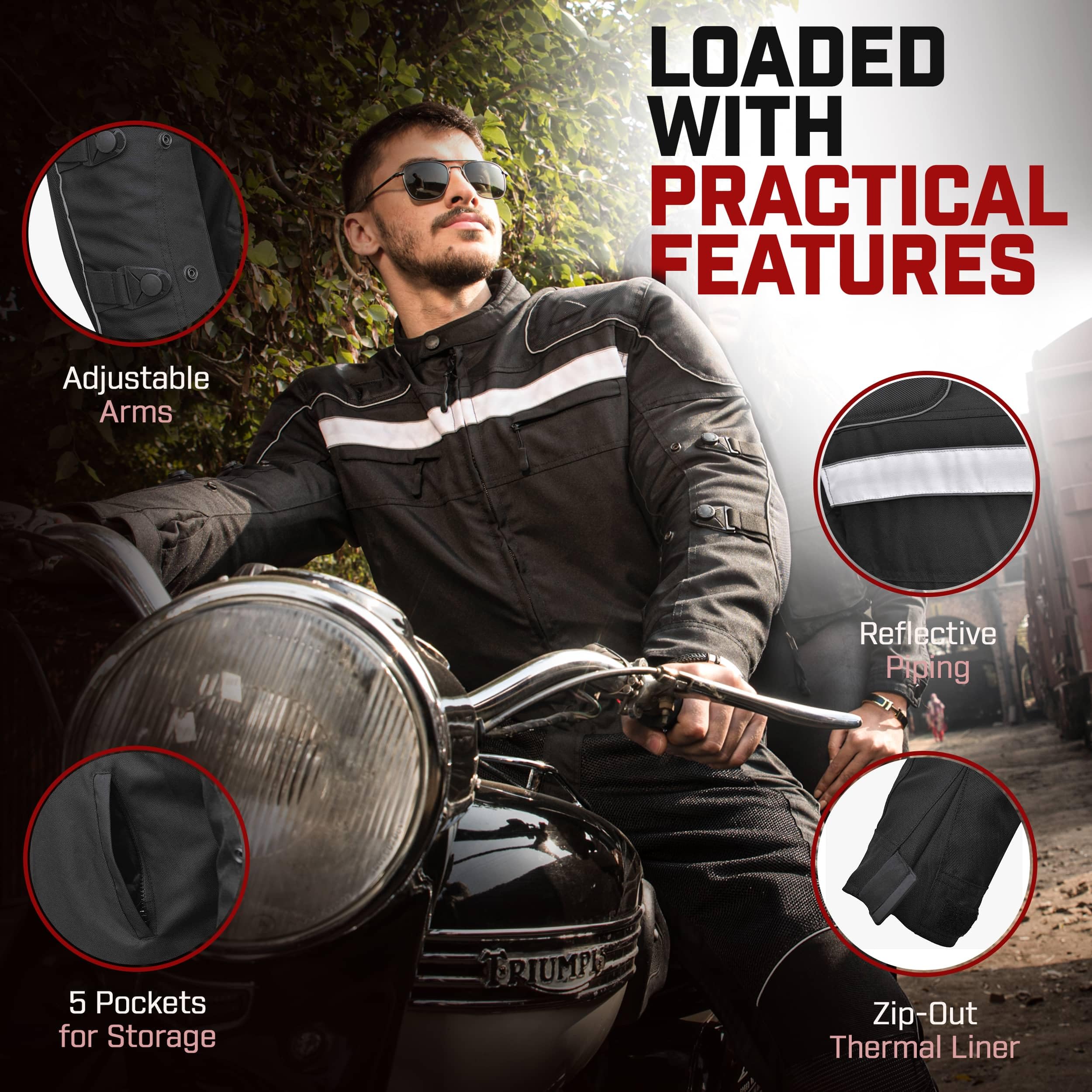 WICKED STOCK-motorcycle jacket-motorcycle jacket with armor CE-powersports protective jackets-biker jacket men-Waterproof — view 5