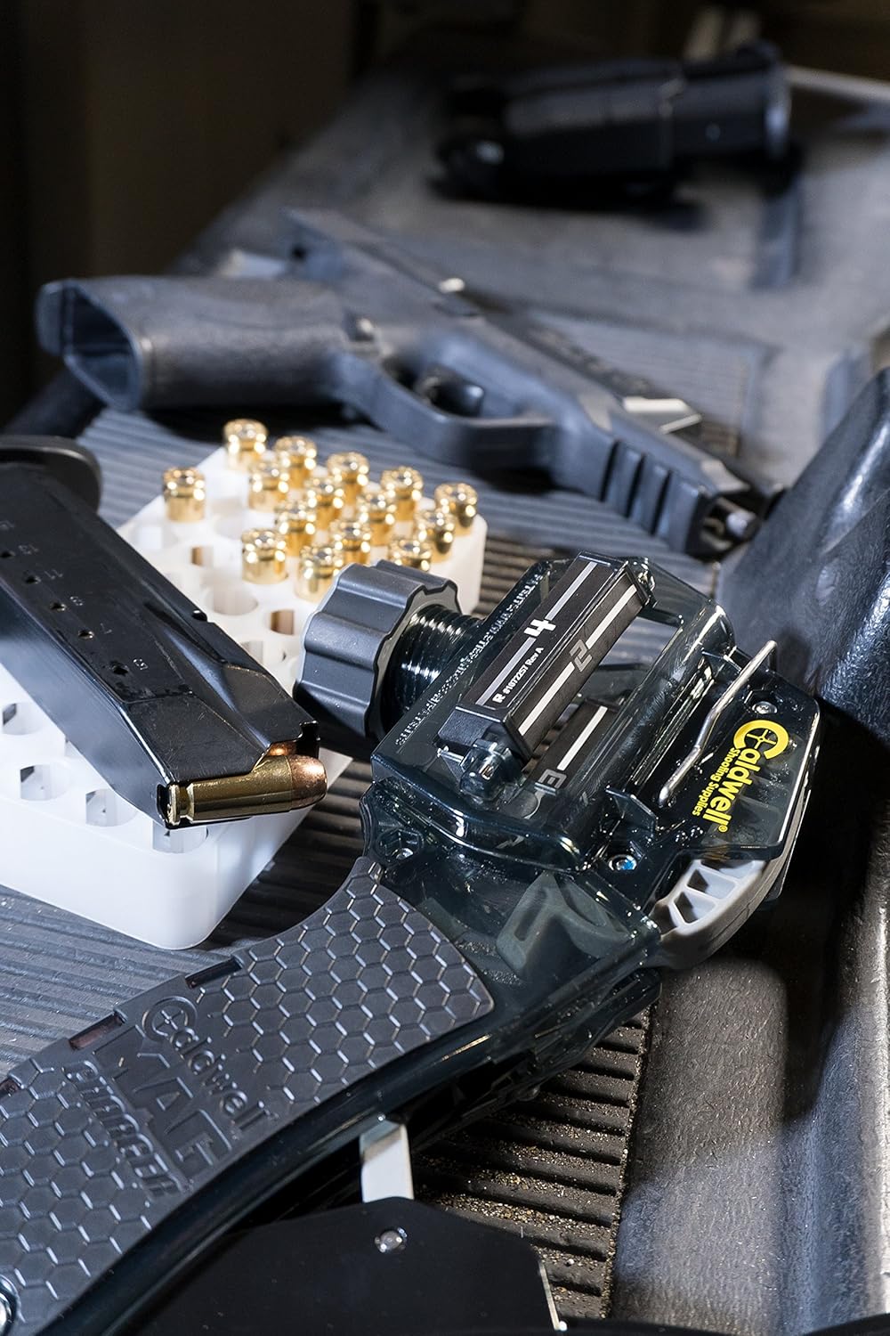 Caldwell Universal Pistol Loader with Ergonomic Design, Solid Fit Magazine Setting and Multi-Caliber Operation for Outdoor, Range, Shooting and Competition : Sports & Outdoors