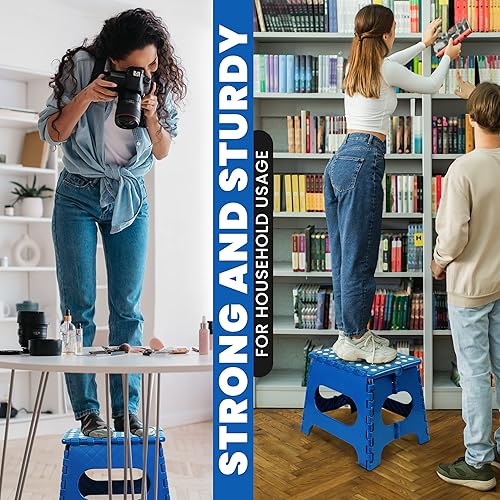 Miniatura 5 de Utopia Home Taburete plegable  Paquete de 2 taburetes de pie con altura de 11 pulgadas  Soporta hasta 300 libras  Taburete plegable para cocina,