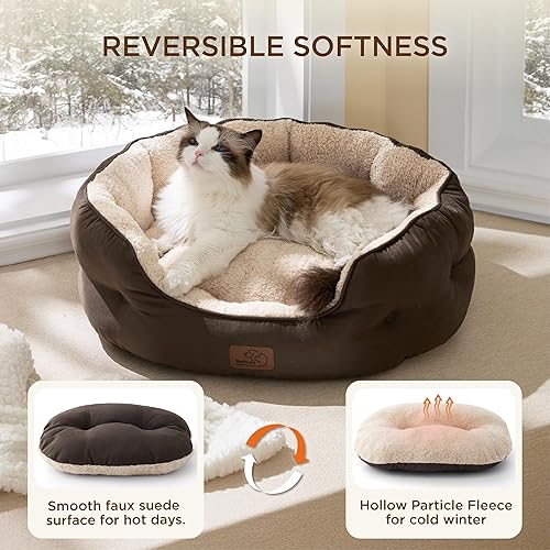 Miniatura 171 de Bedsure Camas lavables para perros, camas redondas con parte inferior antideslizante para gatos de interior, cachorros y gatitos, 20 pulgadas, gris