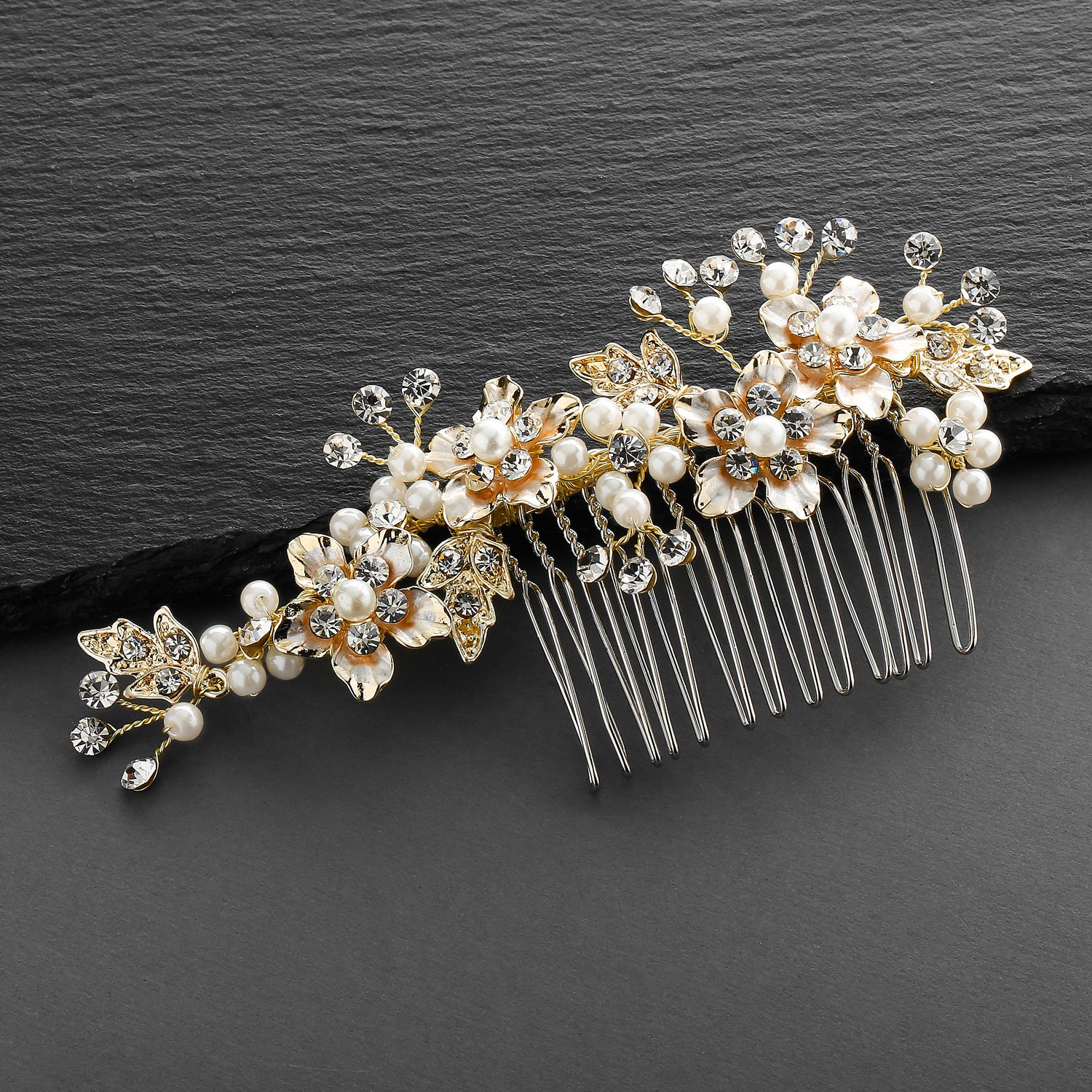Amazon.com: Mariell Handmade Brushed Gold and Ivory Pearl 