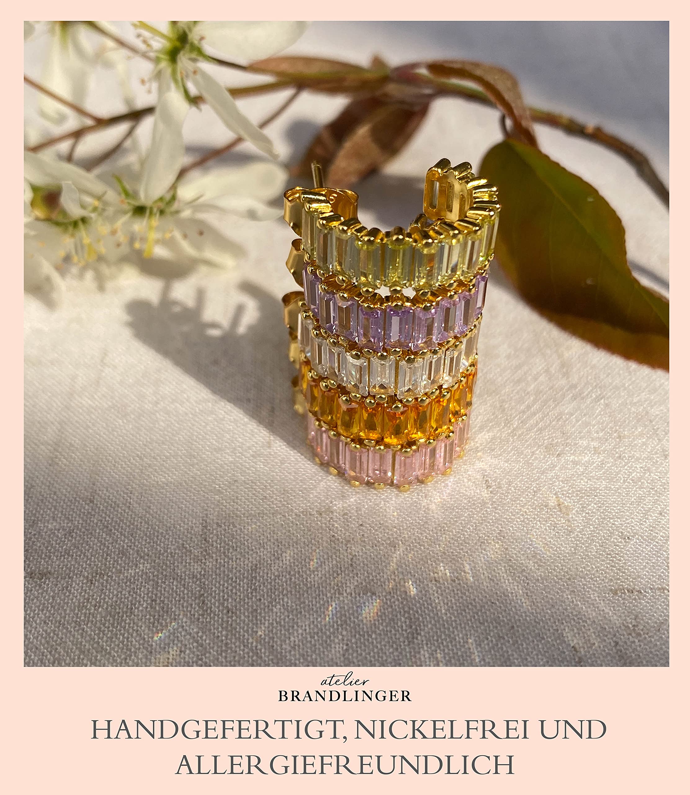 Brandlinger pendientes mujer plata bañados en oro, aros plata mujer, pendientes aro dorados, pendientes pequeños mujer con circonitas blancas