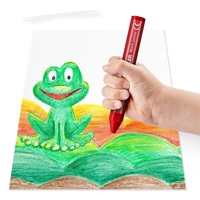 Foto 6 de 6 de STAEDTLER Noris Junior 224 C6 - Crayones de cera gruesos para niños, 6 colores surtidos en caja de cartón