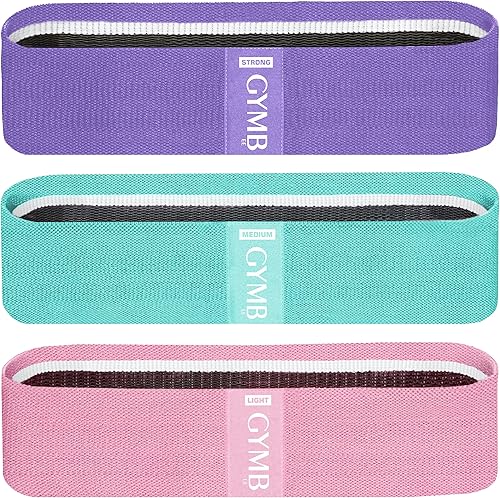 GYMB Resistance Band Set - Non Slip Cloth Exercise Bands to Workout Glutes Thighs Legs - Includes Booty Band Training Videos for Gym Home Fitness GYMB Resistance Band Set - Non Slip Cloth Exercise Bands to Workout Glutes Thighs Legs - Includes Booty Band Training Videos for Gym Home Fitness