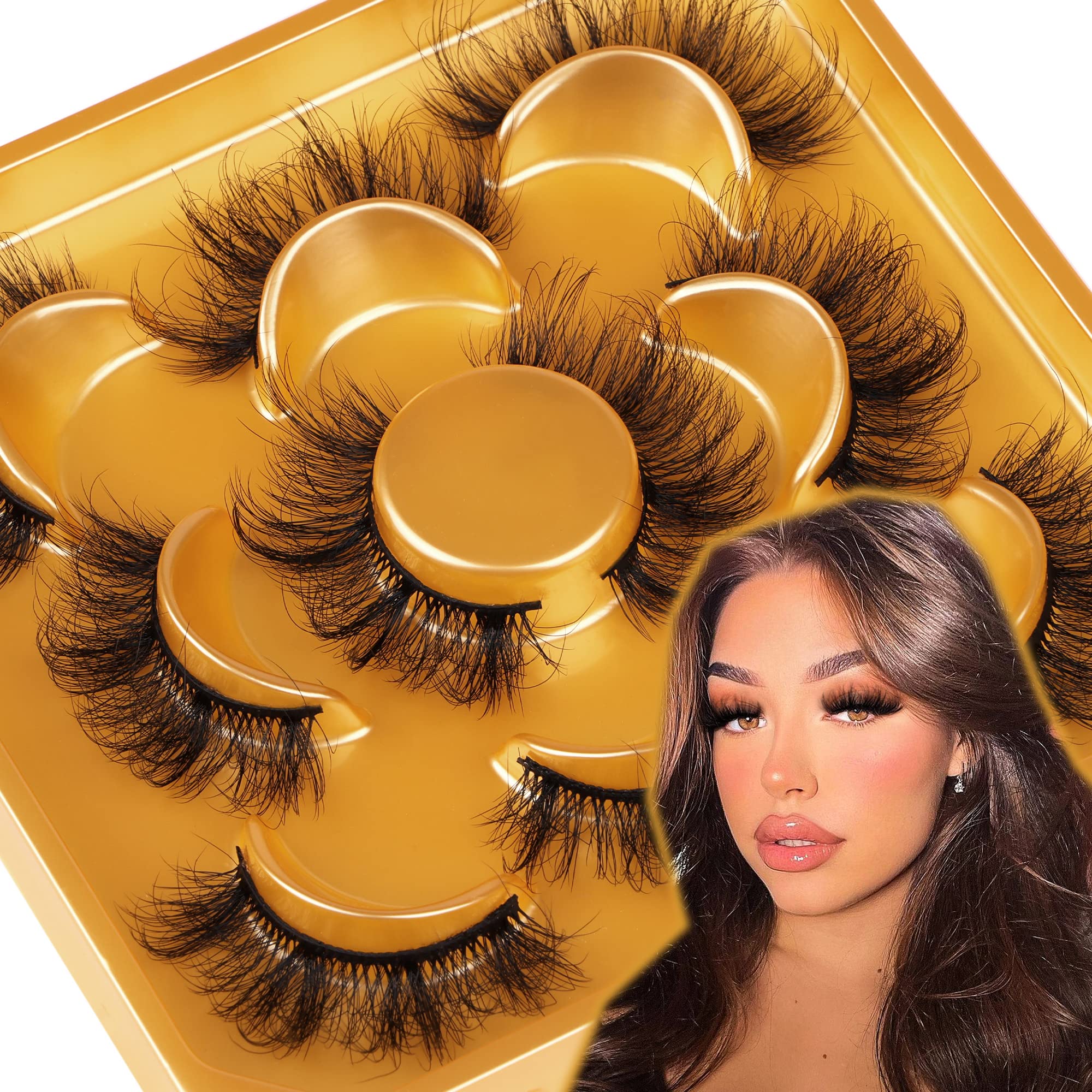 3D Eyelashes Natural Lashes Fluffy Mink Lashes Like Extensions 19mm Faux Mink Strip Lashes Pack by Focipeysa