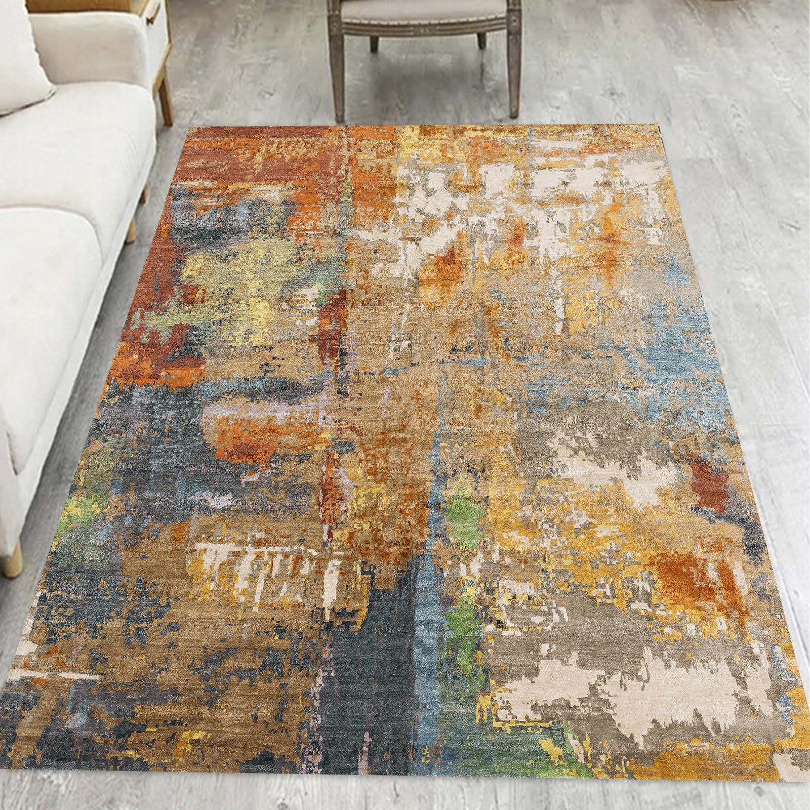 Tapis de salon lavable grand format pour maison style ferme 200x275cm