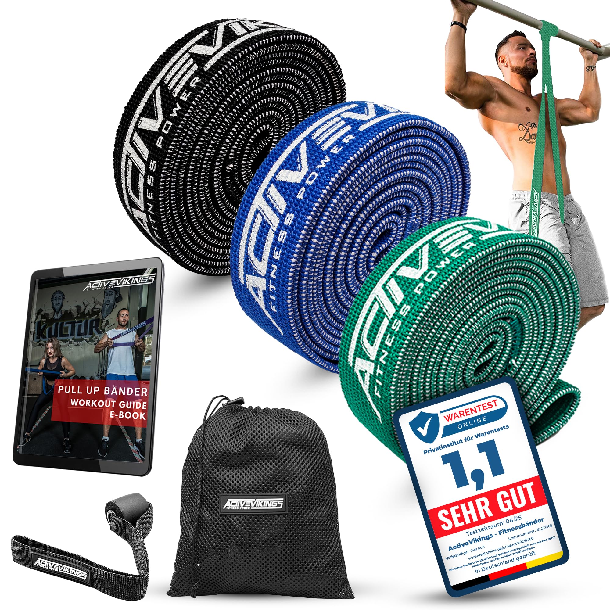 Bandes de Fitness en Tissu - Parfait pour Le développement Musculaire - Bande de Fitness - Bandes de Traction - Bandes de résistance