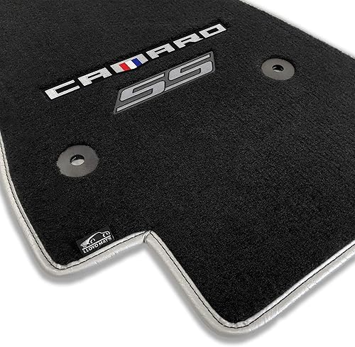 Miniatura 6 de Lloyd Mats Alfombrillas alfombradas de vinilo plateado y negro de alta calidad para Chevy Camaro 2016-ON (carbón, 4 piezas, tricolor RS)