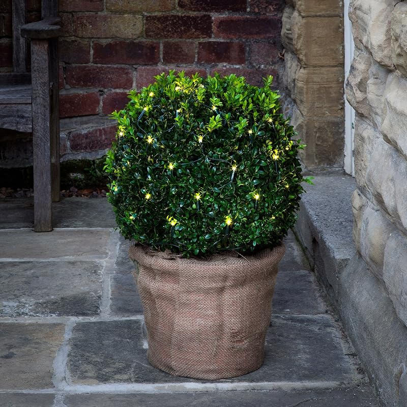 Lights4fun 60 LED-es Kerti Gömb Alakú Topiary Háló Lámpa - Kültéri, Elemes, Időzítővel, 8 Fényeffekttel, Zöld Színben