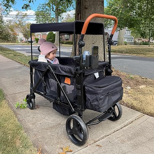 Miniatura 3 de Cochecito para 2 niños con espacio para pies, plegable todo terreno con asa ajustable para empujarjalar, toldo, organizador para padres, arnés de 5
