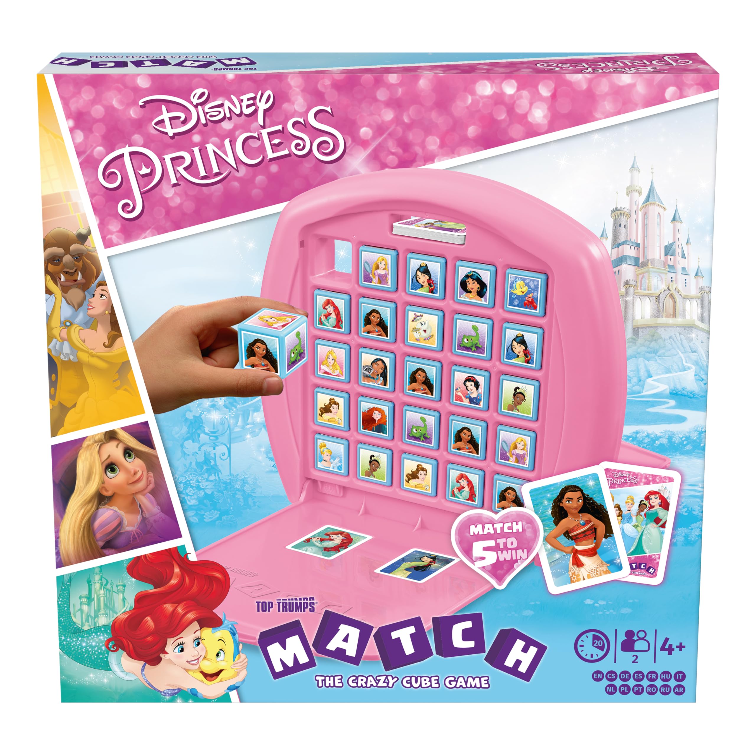 Winning Moves - Match Disney Princesses - Jeu de société - Jeu de Voyage - Aligne 5 Cubes pour Gagner - A partir de 4 ans - 2 Joueurs - Version française