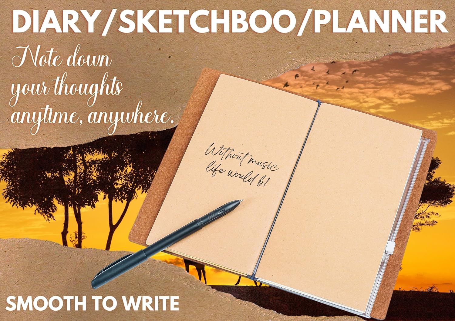 InnoBeta Giraffe Gifts Journal for Giraffe Lover - 7.8"x5" Leather Embossed Refillable Notebook - Gifts for Appreciation, Congratulations, Christmas and Birthday - Image 6