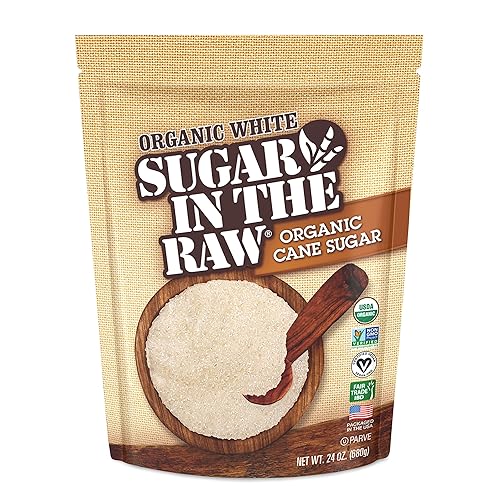 Sugar In The Raw - Azúcar de caña blanca granulada orgánica de alta calidad, edulcorante natural puro, bebidas calientes y frías, café, cocinar,
