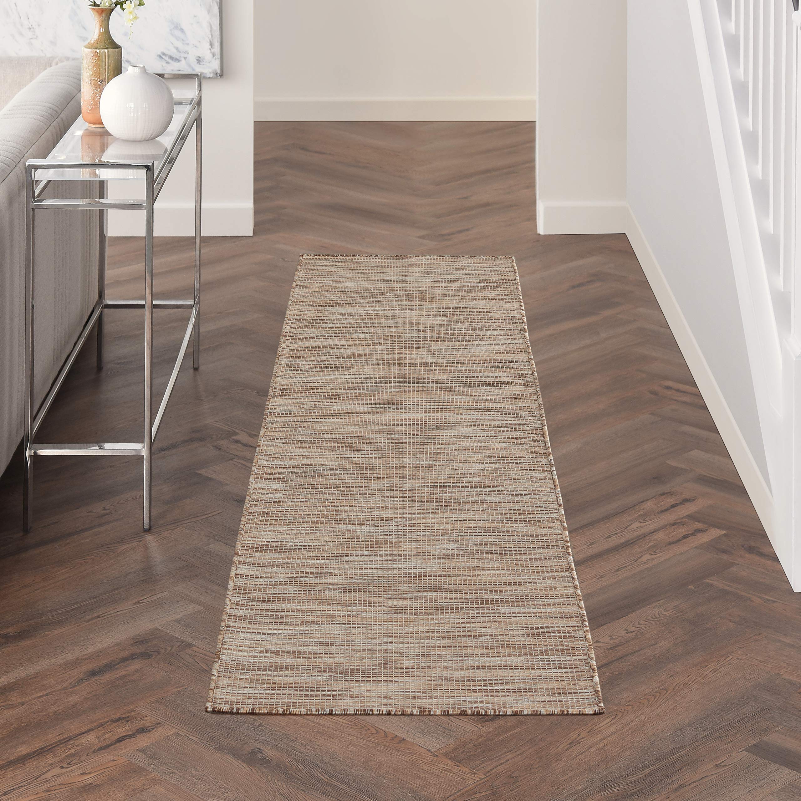 Nourison Positano Indoor/Outdoor Beige 2'2" x 8' Area Rug, Easy Cleaning, Non Shedding, Bed Room, Living Room, Dining Room, Backyard, Deck, Patio (2x8)