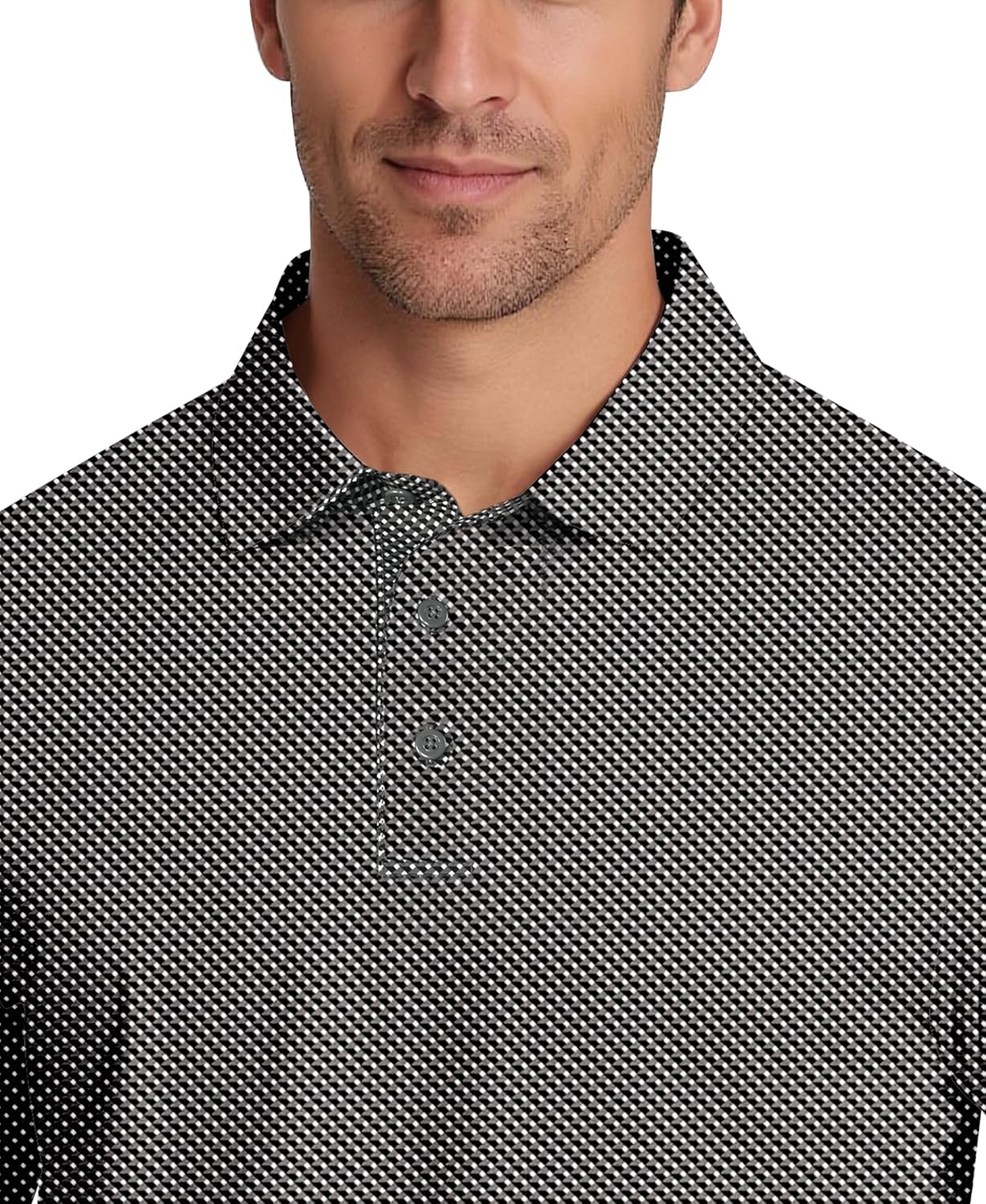 PGA Tour Mens Short Sleeve Golf Polo with Geo Print and Moisture Wicking Fabric - Image 5