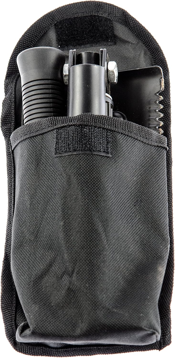 SE 16" 3-in-1 Mini Folding Shovel with Pick and Saw - Compact, Heat-Treated Carbon Steel Tool with Carrying Case