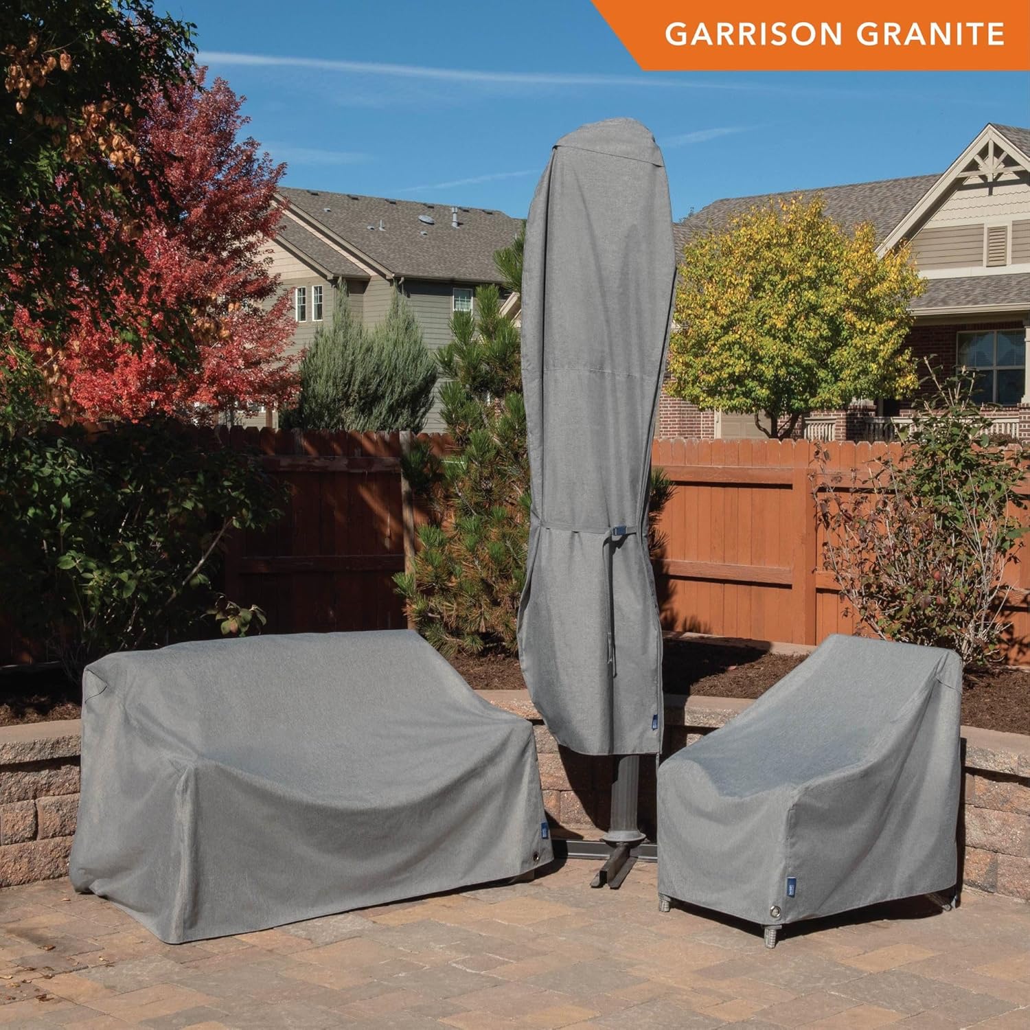 Modern Leisure® Garrison Waterproof Offset Umbrella Cover, Granite