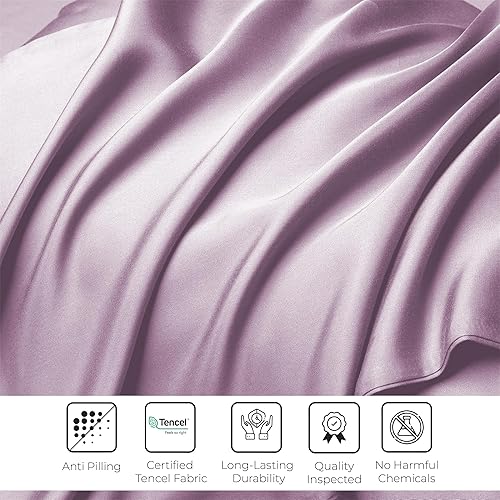 Miniatura 6 de Linenwalas Juego de funda de edredón 100% Tencel Lyocell con cierre de cremallera y lazos en las esquinas, 68 x 90 pulgadas, ropa de cama de