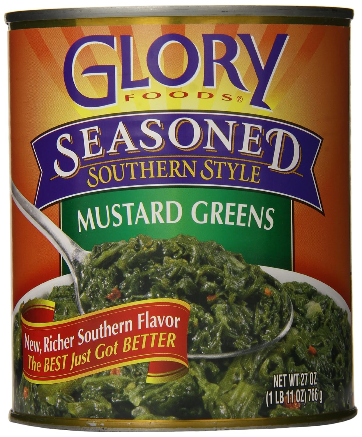 Glory Foods Seasoned Mustard Greens, 27 Ounce Grocery & Gourmet Food