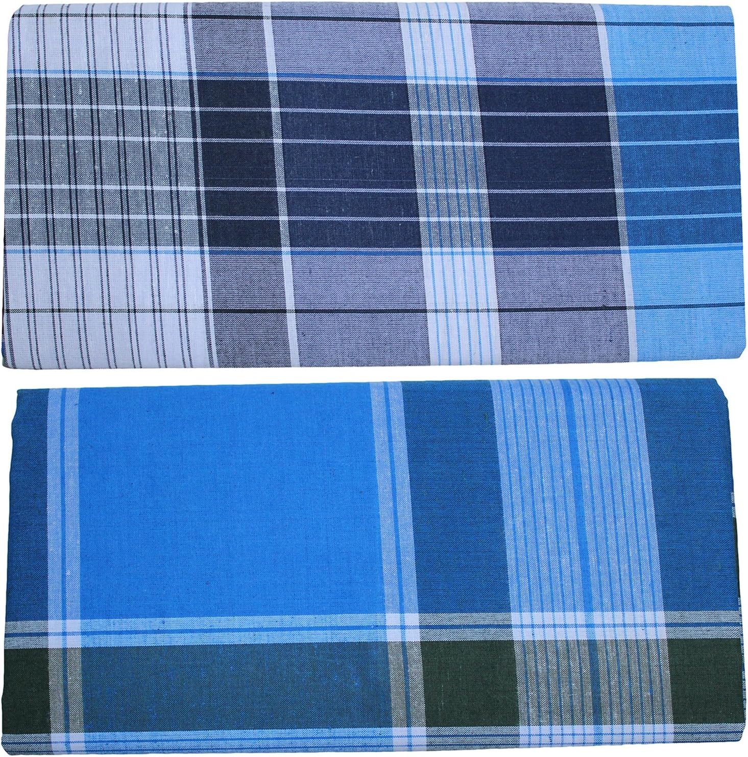 Men's Multicolour Cotton Lungi (2 Mtrs) - Set of 2, Multicolour, Free Size